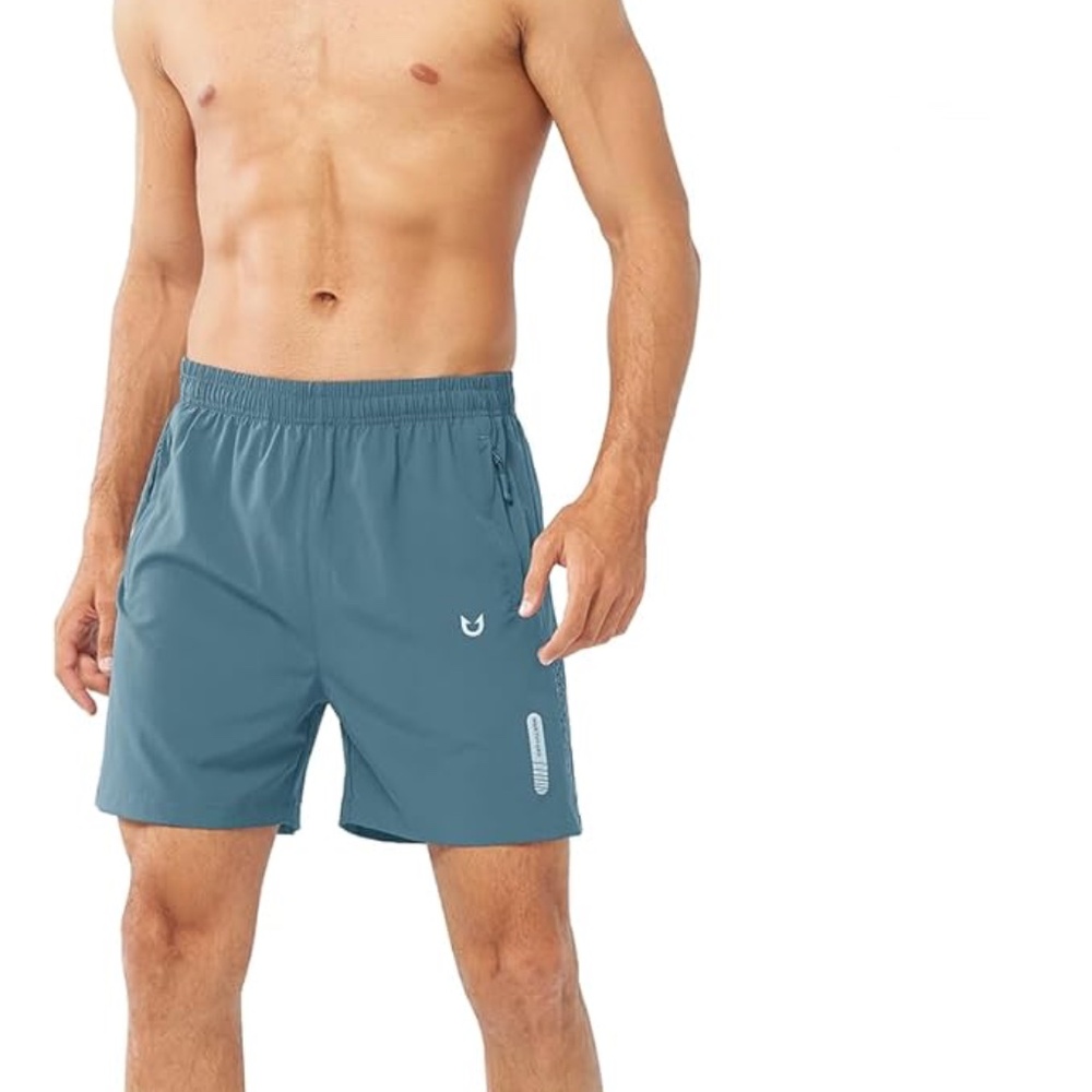 Men's Athletic Running Shorts Quick Dry Workout Shorts Lightweight 5"- GreyBlue